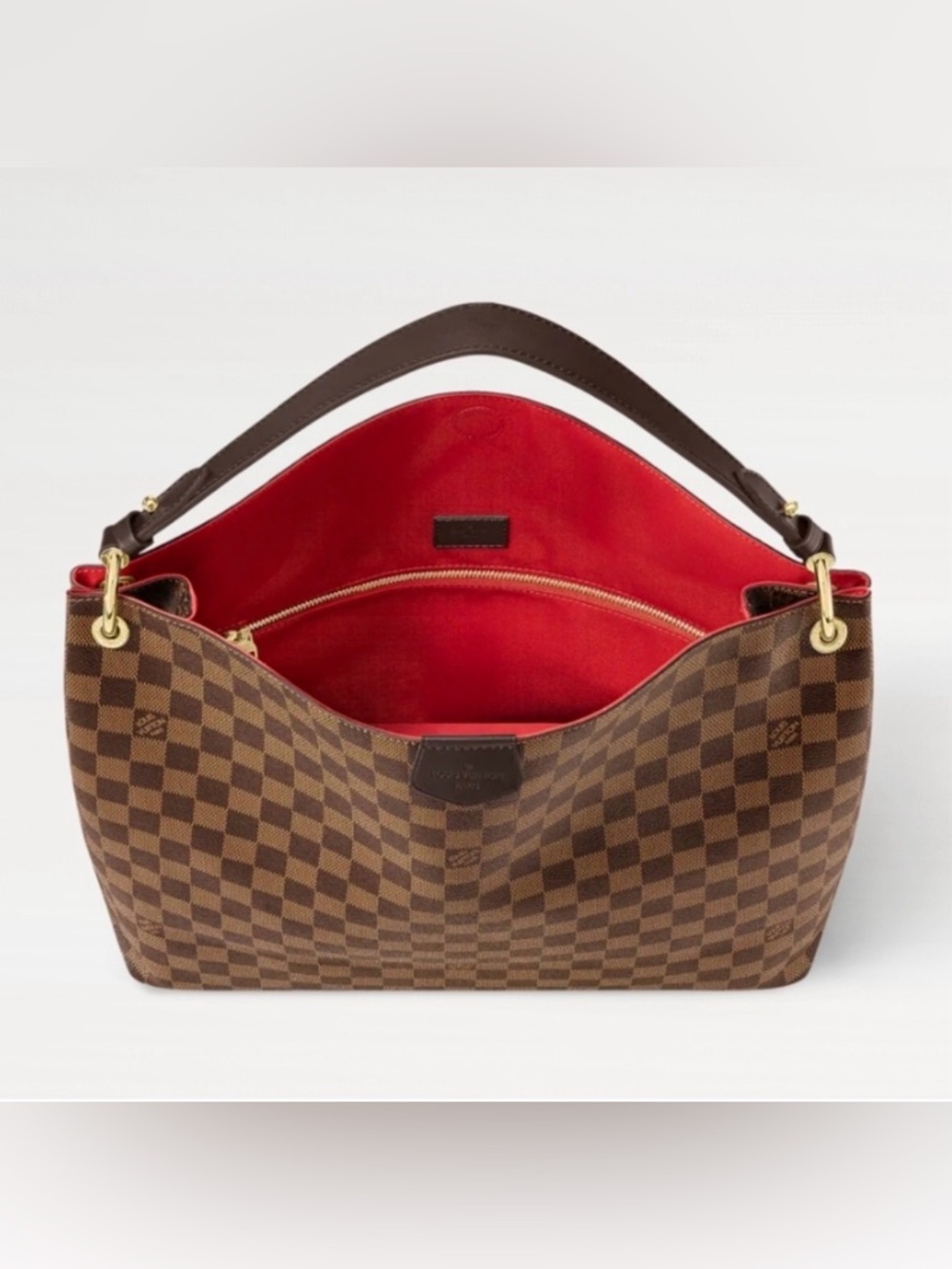 Louis Vuitton Damier Ebene Graceful MM Shoulder Bag with Red Interior Trim